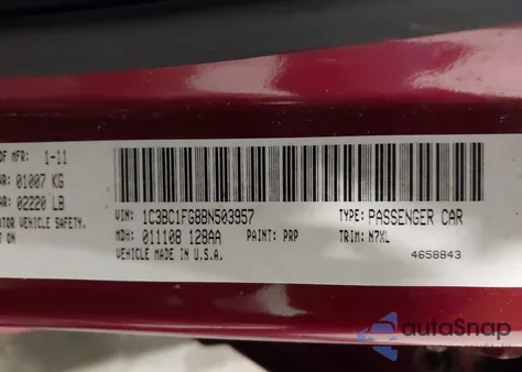 2011 Chrysler 200 Touring from USA, damaged, VIN 1C3BC1FG8BN503957